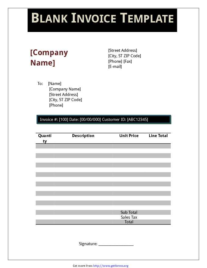 Blank Invoice Template 3