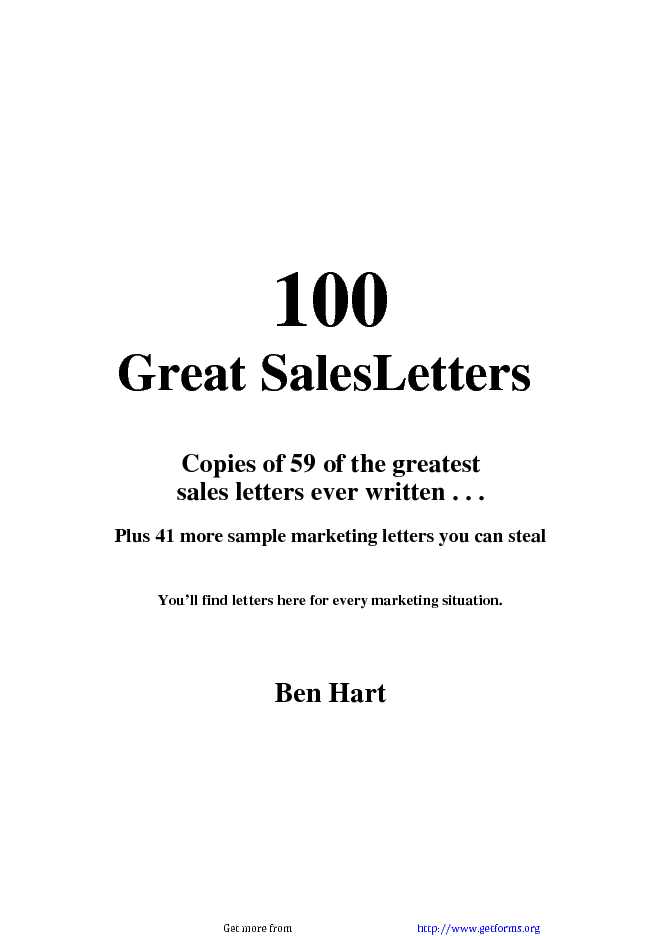 Sales Letter Sample 1