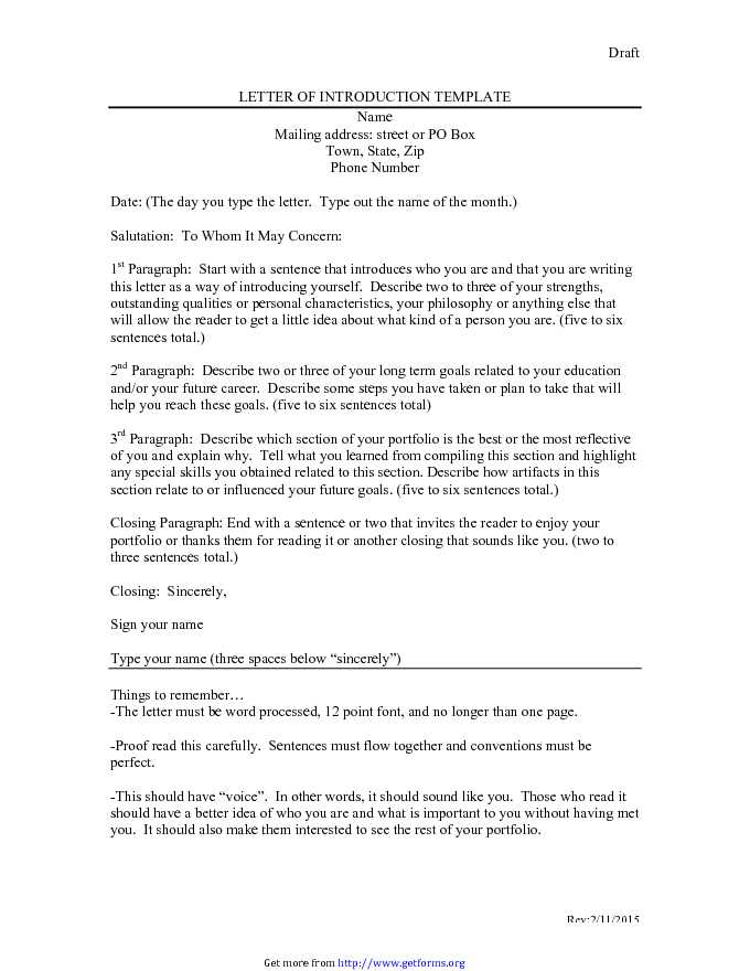 Letter of Introduction Template