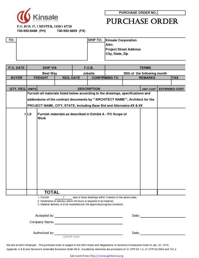 Purchase Order Template