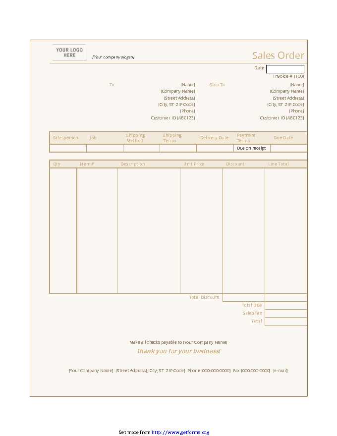 Sales Order Template 2