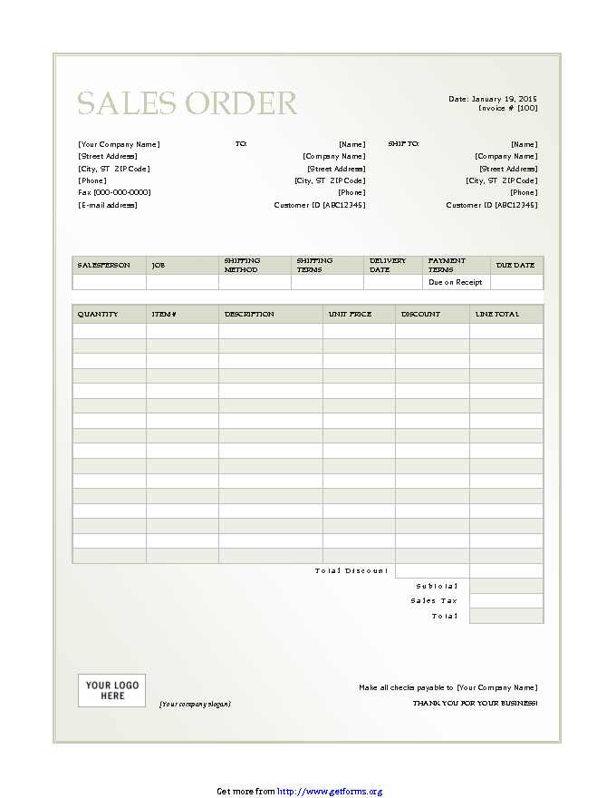 Sales Order Template 3