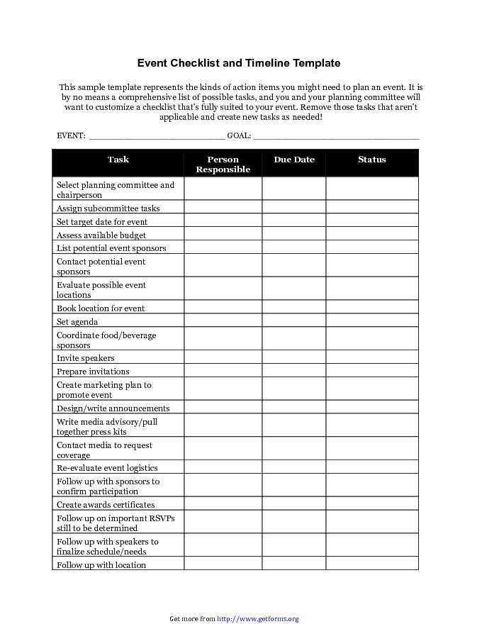 Event Checklist and Timeline Template