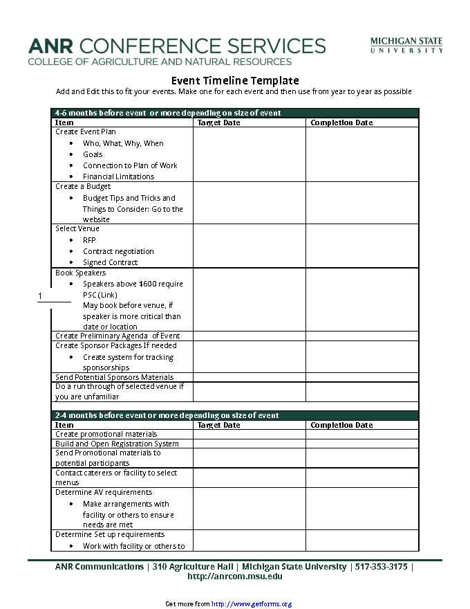 Event Timeline Template