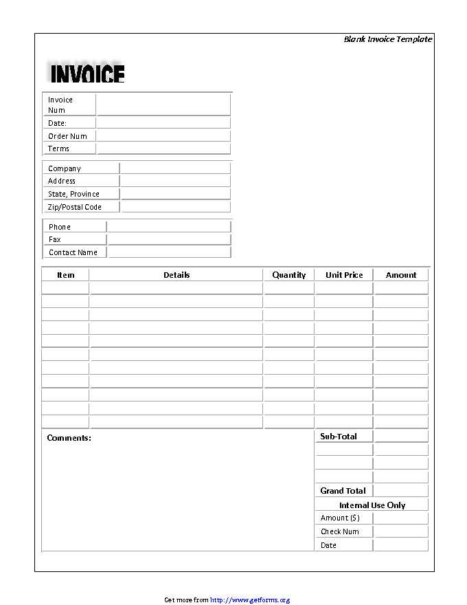 Blank Invoice Template 4