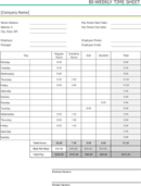 Biweekly Time Sheet With Sick Leave And Vacation form