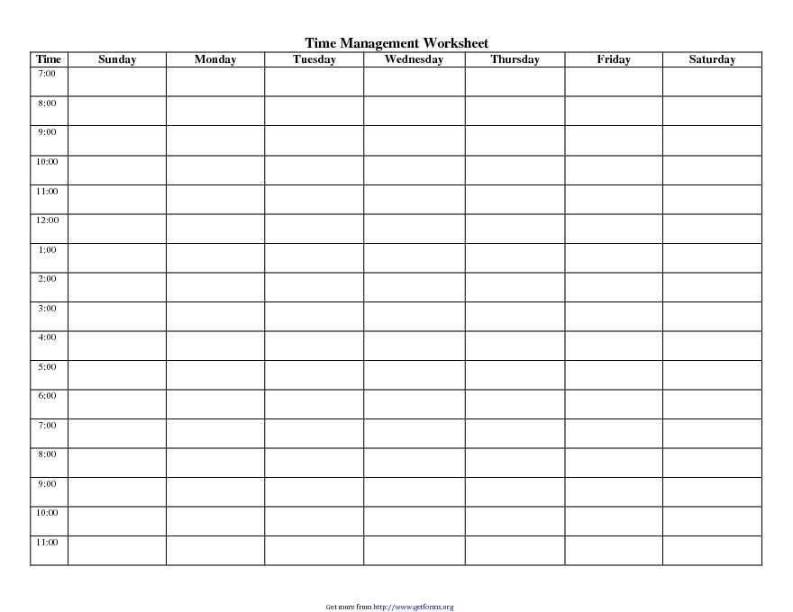 Time Management Worksheet