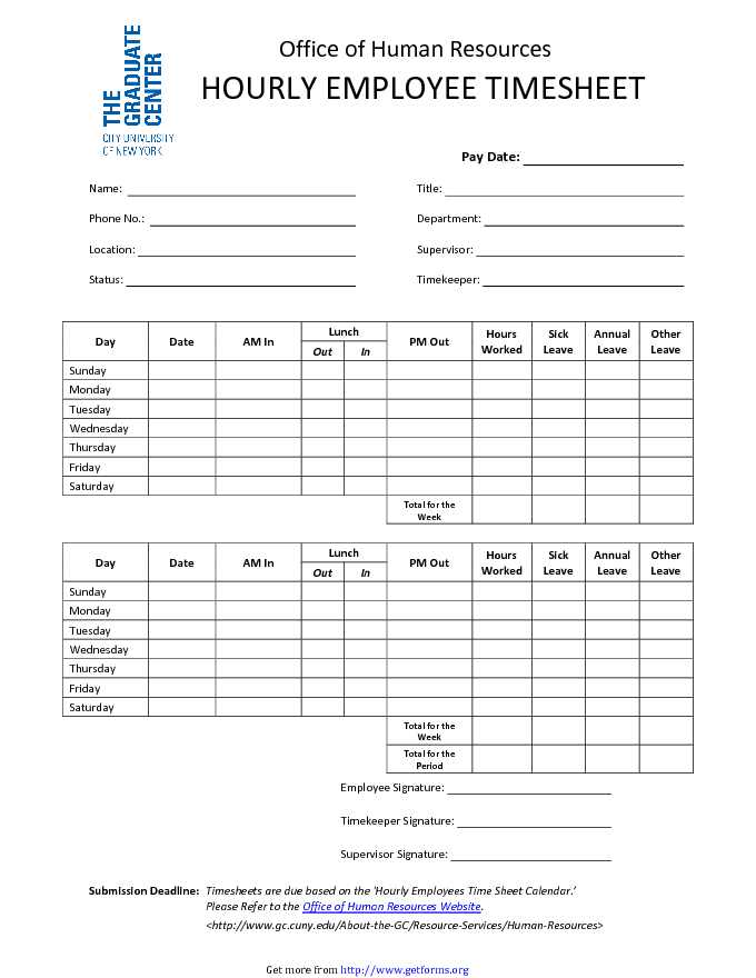 Hourly Employee Timesheet