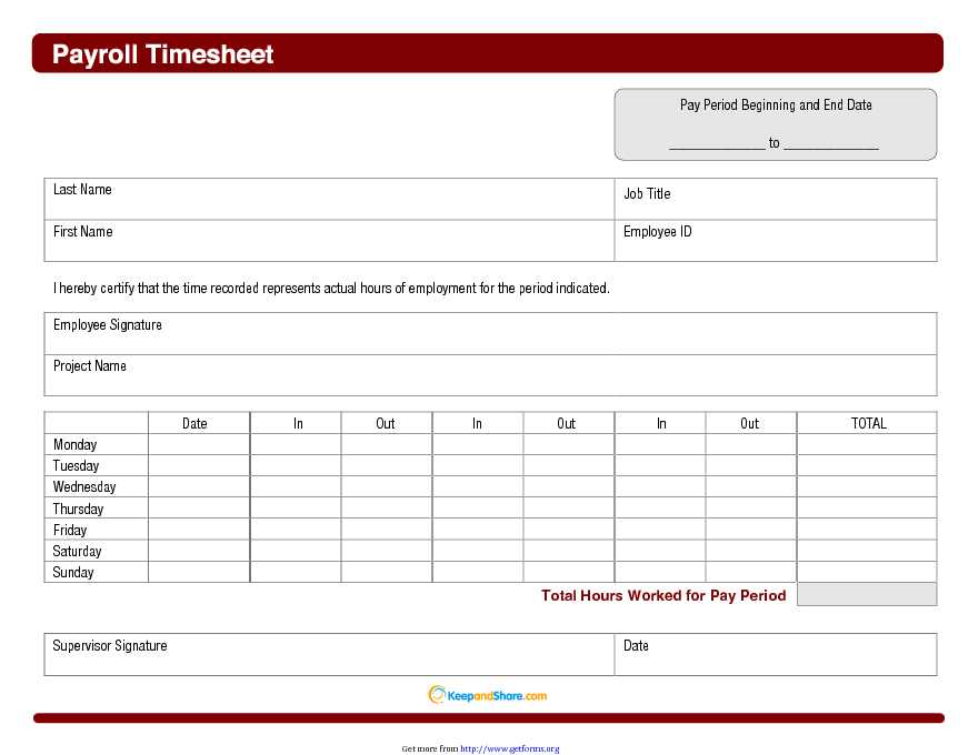 Payroll Time Sheet