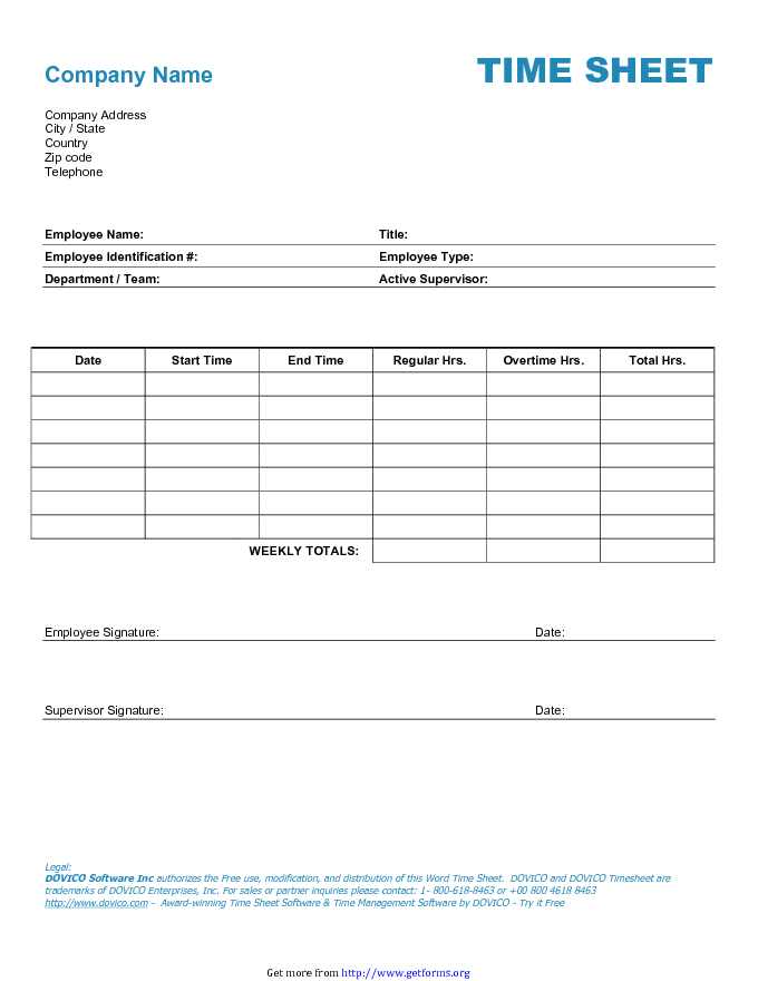 Time Sheets Templates