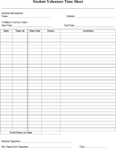Student Volunteer Time Sheet form