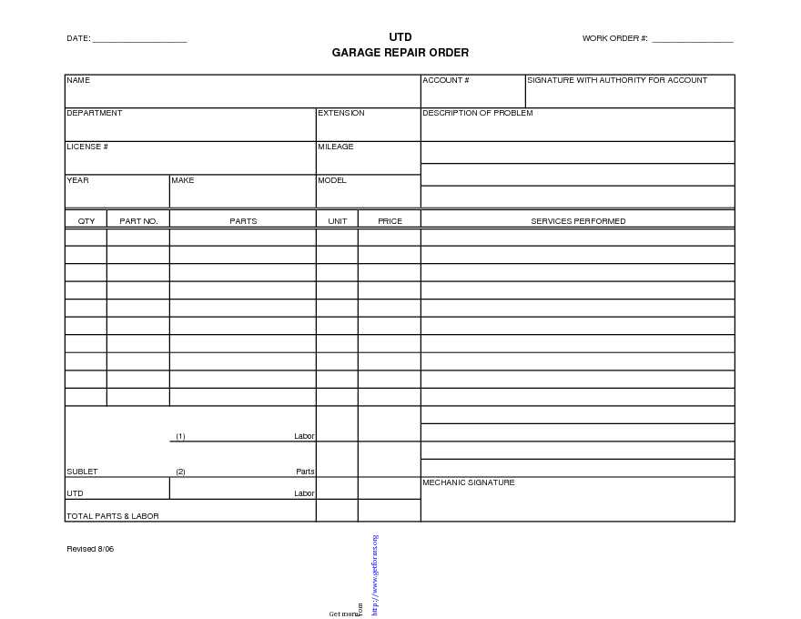 Auto Repair Receipt