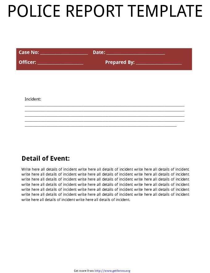 Police Report Template