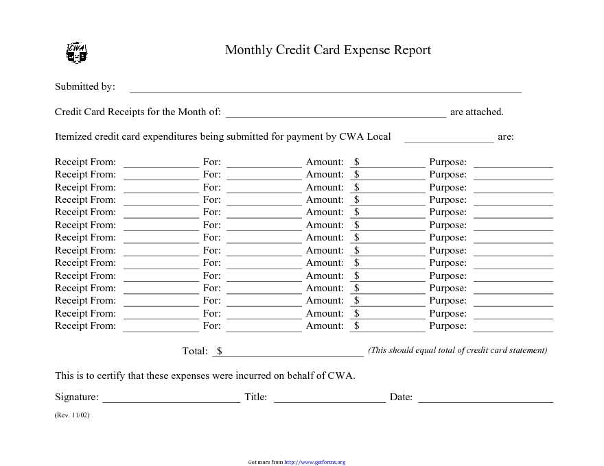 Credit Card Expense Report Template