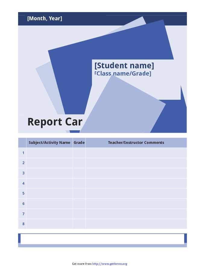 Home Schooling Report Card