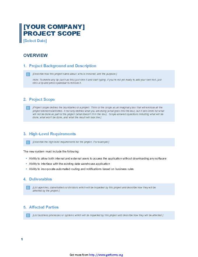 Project Scope Report Template