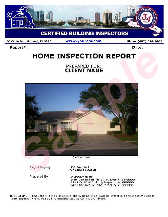 Inspection Report Template