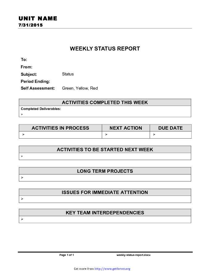 Weekly Status Report