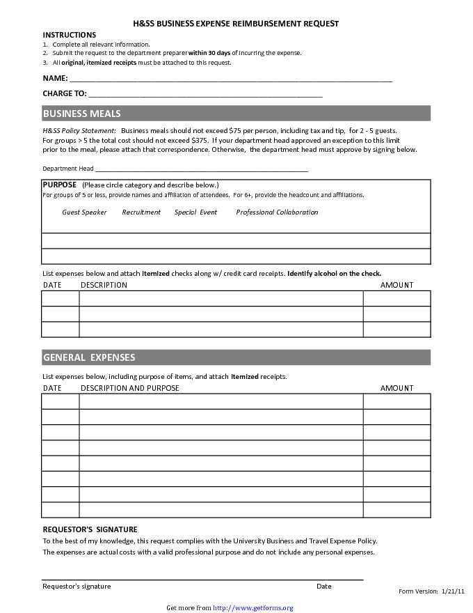 Business Expense Report Form
