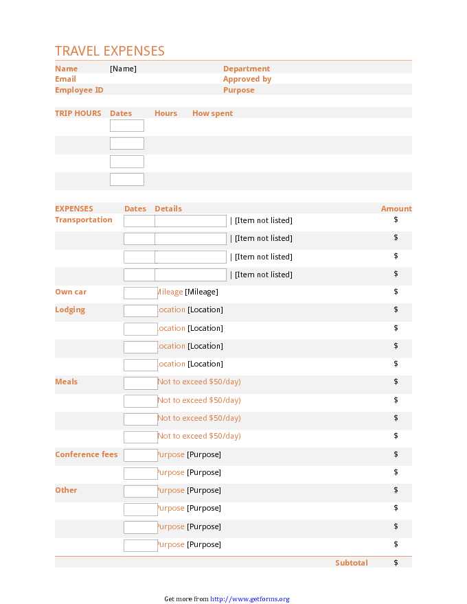 Expense Report Form