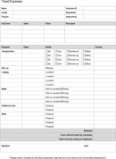 Travel Expenses Report form