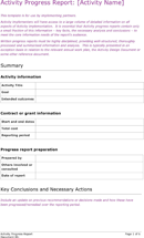 Activity Progress Report Template form