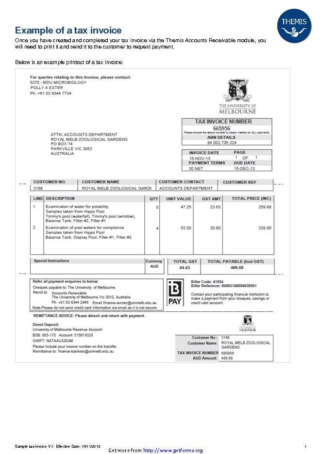 Example of a tax Invoice
