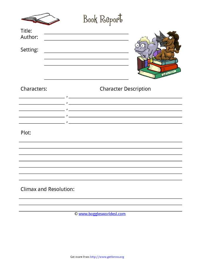 Book Report Template 2