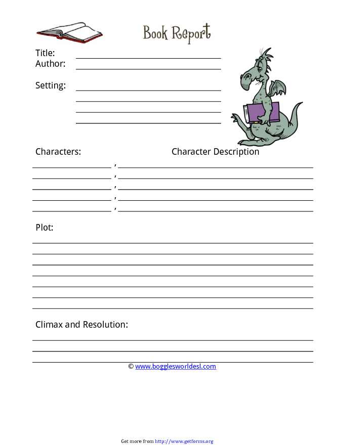 Book Report Template 3