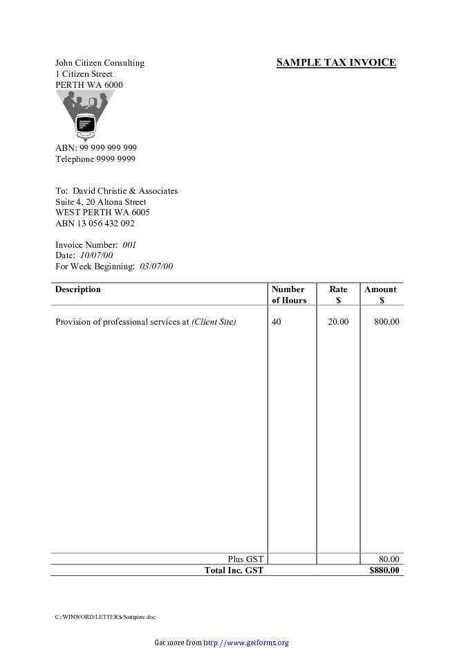 Tax Invoice Sample