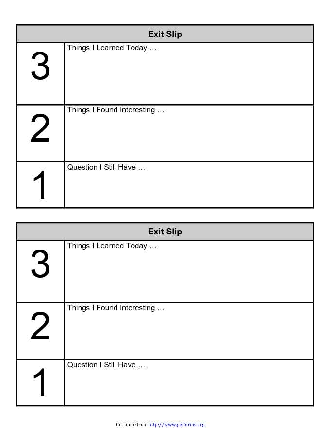 Exit Slips Template