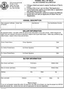 Vessel Bill of Sale Seller Information form