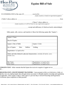 Equine Bill of Sale form