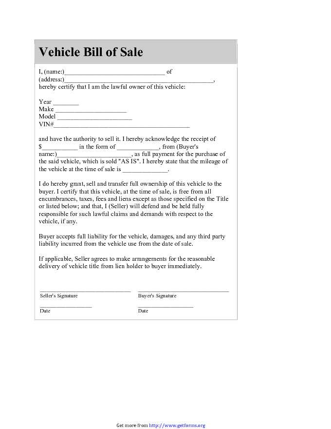 Car Bill of Sale Doc