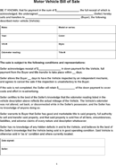 Motor Vehicle Bill of Sale form