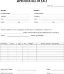 Livestock Bill of Sale 4 form