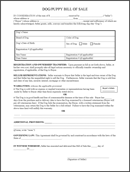 Dog/Puppy Bill of Sale form