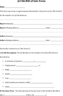 Jet ski Bill of Sale Form form