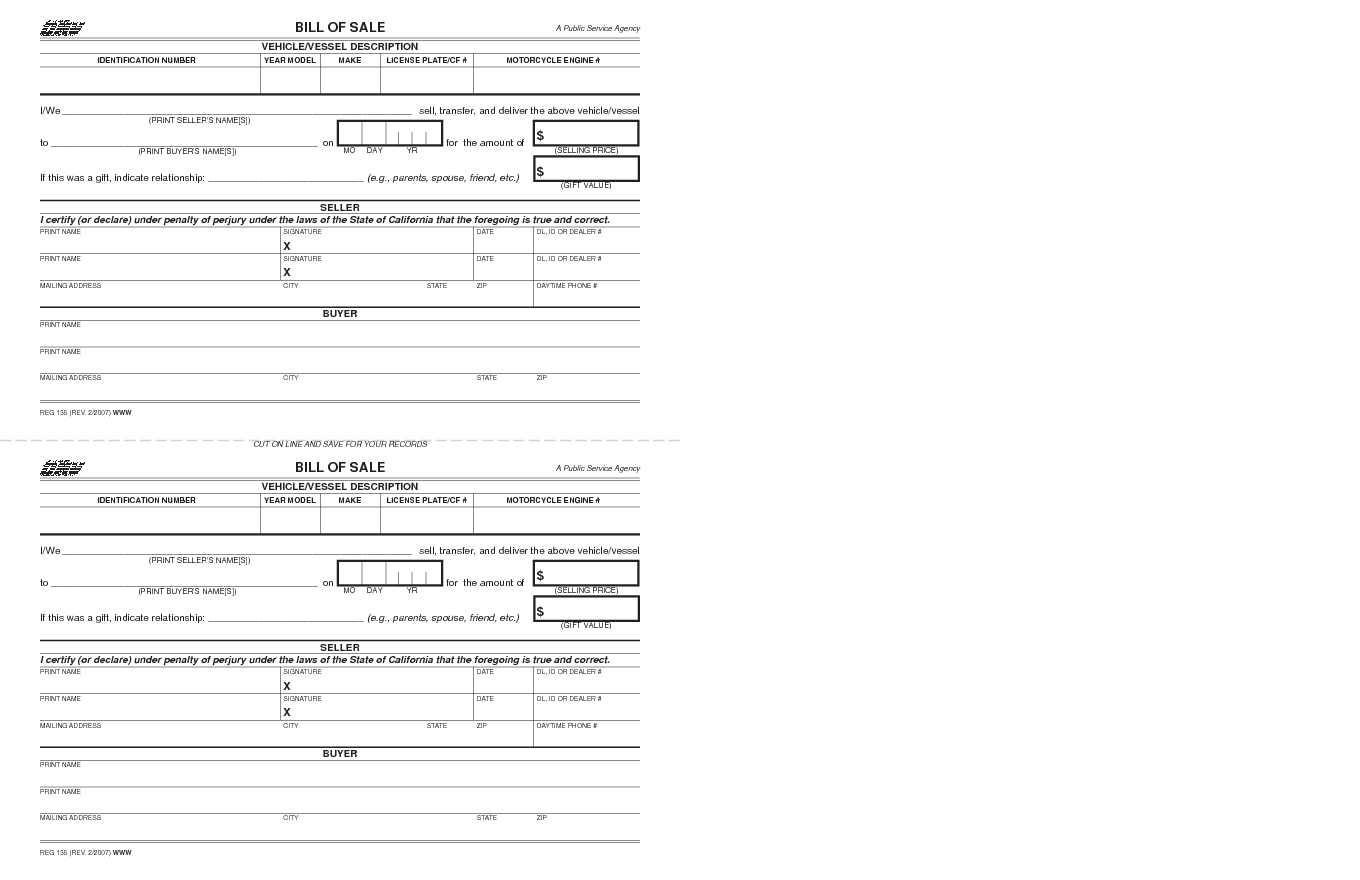  Bill of Sale - State of California