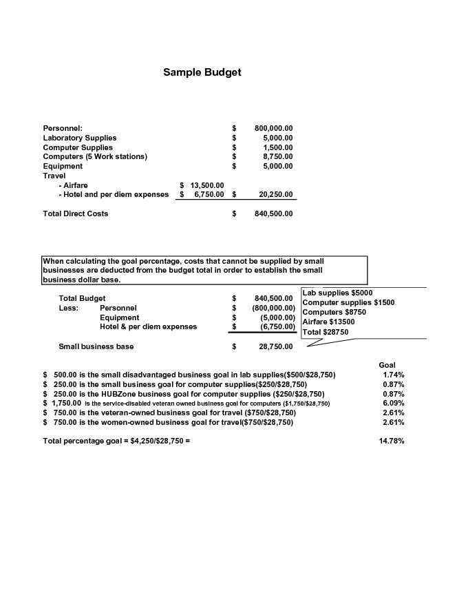 Sample Business Budget