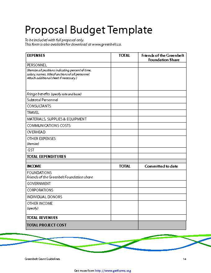 Proposal Budget Template