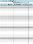 Expense Tracking Spreadsheet form